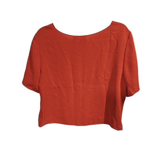 Theory Silk Top Size Large Blouse Boxy Crop Boat Neck Opal Georgette Easy Woven - Picture 2 of 5